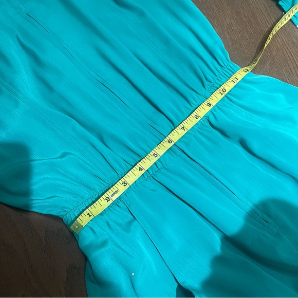 Cybil's collection Palm Beach size Small teal and white 80s long sleeve jumpsuit - Picture 5 of 16